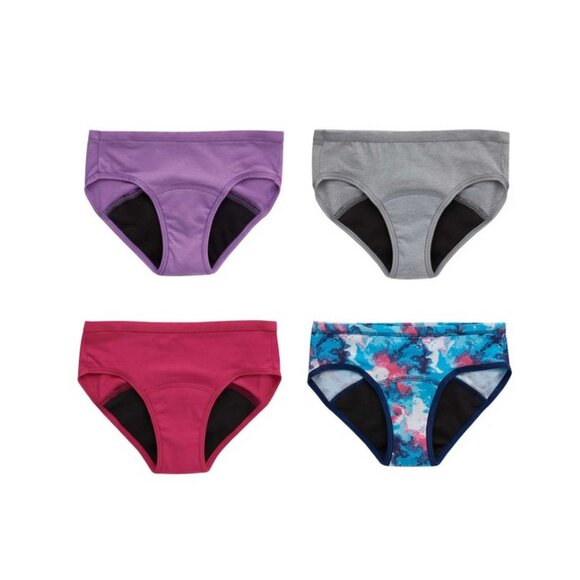 Hanes Girls' Tagless Hipster Period Panty 4 Pack SIZE 12 (4141) - Picture 1 of 7